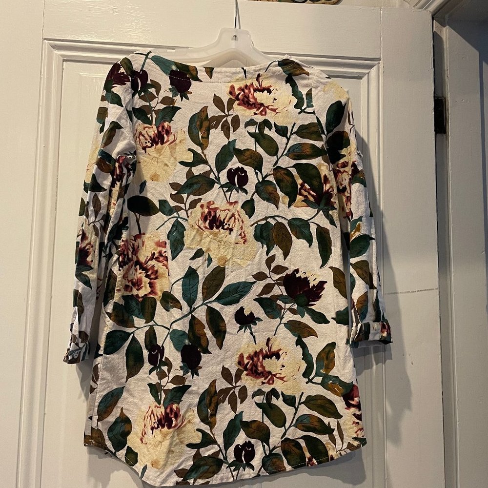 Linen floral tunic top